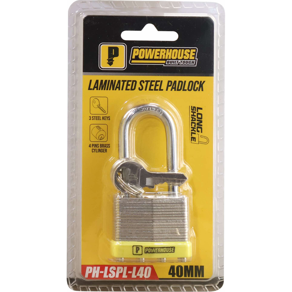Powerhouse PH-LSPL Laminated Steel Padlock (Long Shackle) | Powerhouse by KHM Megatools Corp. Powerhouse PH-LSPL Laminated Steel Padlock (Long Shackle) | Powerhouse by KHM Megatools Corp.